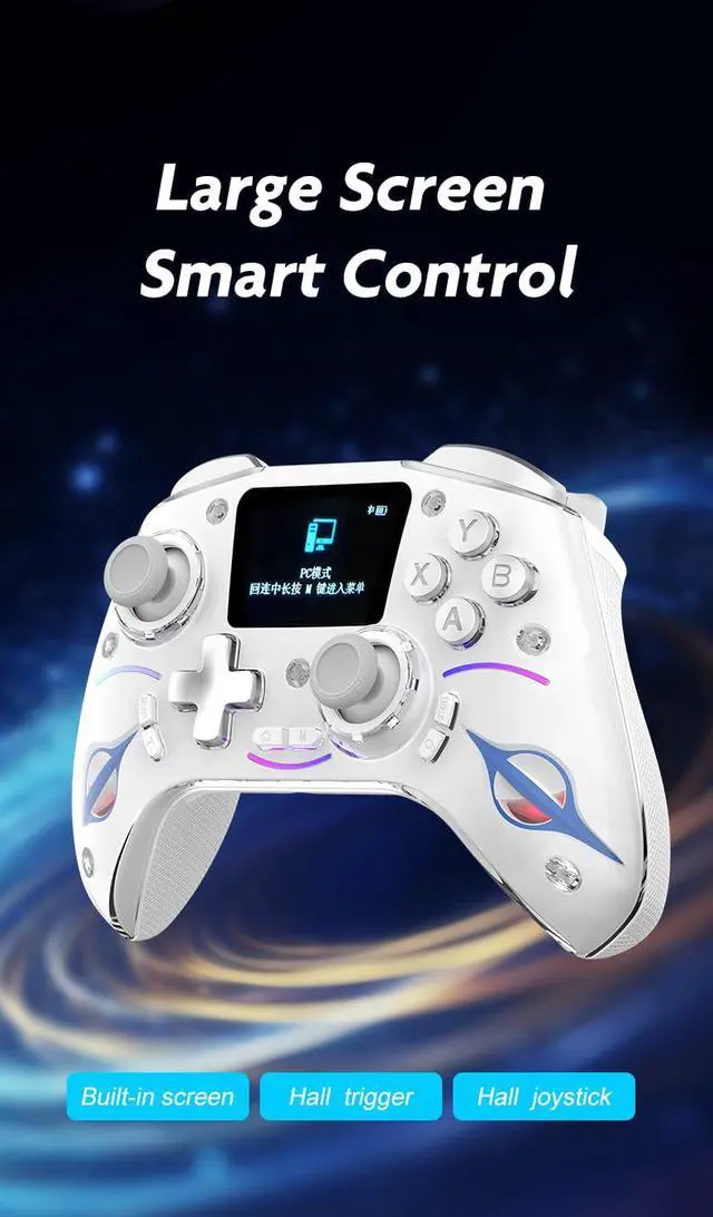 Alt view image 3 of 7 - Multi-Function Wireless Pro Controller with Interactive Screen,for Switch/PS4/PC/Android/iOS/SteamDeck, 4 Programmable Buttons, Turbo, 6-axis Gyro, Dual Vibration, RGB Lighting, Hall Effect Joystick T