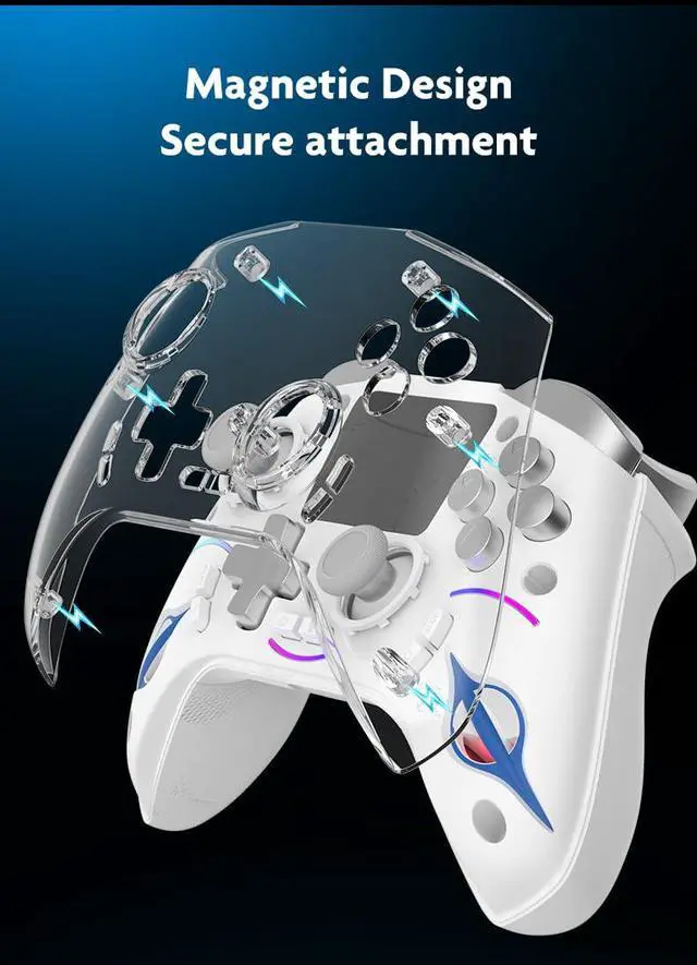 Alt view image 4 of 7 - Multi-Function Wireless Pro Controller with Interactive Screen,for Switch/PS4/PC/Android/iOS/SteamDeck, 4 Programmable Buttons, Turbo, 6-axis Gyro, Dual Vibration, RGB Lighting, Hall Effect Joystick T