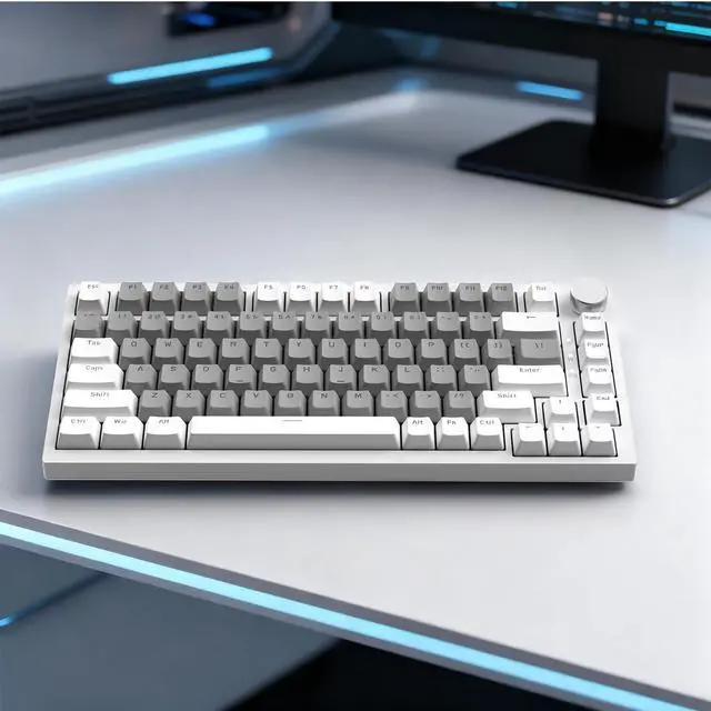 Alt view image 5 of 7 - AK820 Wired 75% Mechanical Keyboard, HP-Style Tactile, Hot-Swappable | 81key PBT keycaps, White Backlit 20 modes, Metal Volume Knob, USB-C, Gasket Mount, 5-layer Foam, Dual Drivers Options, PC/Mac