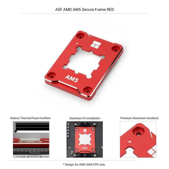 Alt view image 6 of 6 - ASF-Black AM5 CPU Holder, Corrective Anti-Bending Fixing Frame, Full-Fit Fixed Non-Marking Mounter, AM5 Anti-Bending Contact Frame, CPU Cooler Standard Red