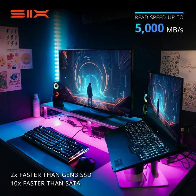 Alt view image 2 of 7 - NVME X7400 M.2 SSD PCIe 4.0-512GB m.2 2280 ssd, Read UP to 5000MB/s for Gaming PS5 Memory Storage Expansion with Heatsink, Internal Solid State Hard Drive PCIe gen 4x4 Nvme for Laptop Desktop pc