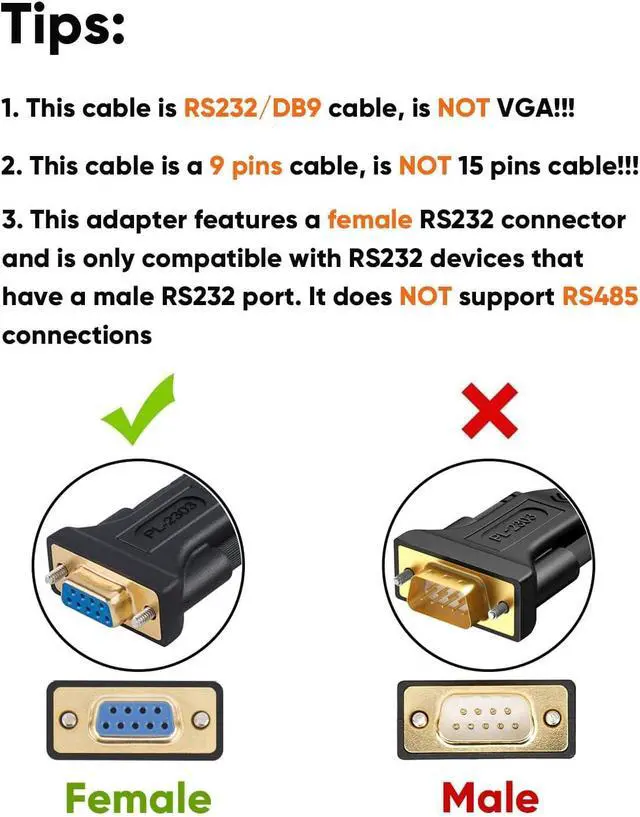 Alt view image 5 of 7 - CableCreation USB to RS232 DB9 Serial Adapter Cable, PL2303 Chipset, 6.6 FT | USB 2.0 to DB9 Female Serial Converter Cable, 9-pin, for Win 11/10/8/7, MacOS, Linux, for Cashier Register, Modem, Scanner