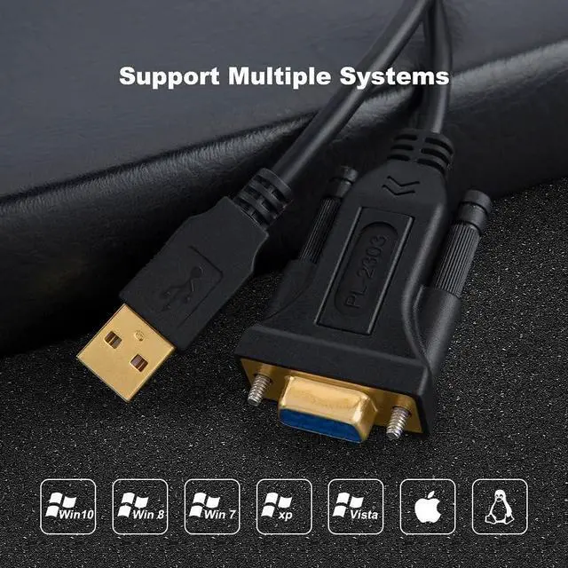 Alt view image 4 of 7 - CableCreation USB to RS232 DB9 Serial Adapter Cable, PL2303 Chipset, 6.6 FT | USB 2.0 to DB9 Female Serial Converter Cable, 9-pin, for Win 11/10/8/7, MacOS, Linux, for Cashier Register, Modem, Scanner
