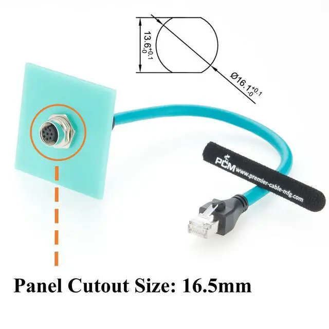 Alt view image 5 of 7 - M12 8Pin A Code Female to RJ45 Male Cable Bulkhead Panel Mount 1Gbps CAT6A Industrial Ethernet Cable IP67 Shielded for Profinet, EtherCAT, PLC, Robotics, GigE Vision Cameras(0.3m)