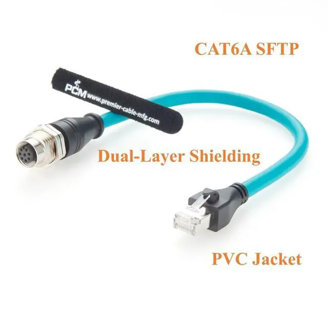 Alt view image 7 of 7 - M12 8Pin A Code Female to RJ45 Male Cable Bulkhead Panel Mount 1Gbps CAT6A Industrial Ethernet Cable IP67 Shielded for Profinet, EtherCAT, PLC, Robotics, GigE Vision Cameras(0.3m)