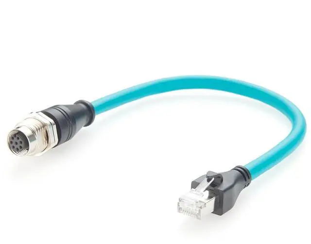 Main image of M12 8Pin A Code Female to RJ45 Male Cable Bulkhead Panel Mount 1Gbps CAT6A Industrial Ethernet Cable IP67 Shielded for Profinet, EtherCAT, PLC, Robotics, GigE Vision Cameras(0.3m)
