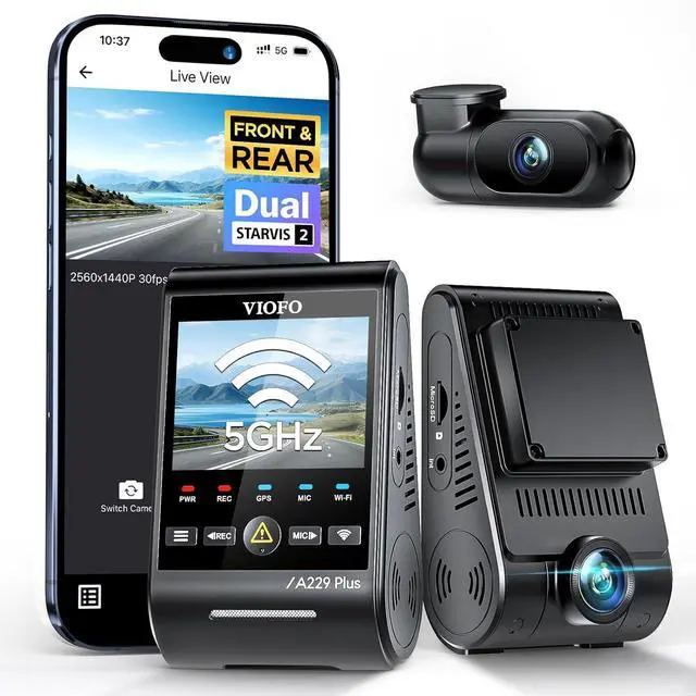 Main image of A229 Plus Dash Cam Front and Rear, 2K Dual STARVIS 2 Sensors & HDR | 1440P+1440P Car Dash Camera, 5GHz Wi-Fi, Smart Voice Control, Ultra-Precise GPS, Built-in Supercapacitor, 24H Parking Modes
