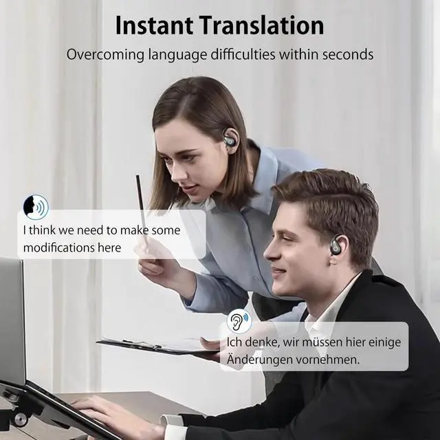 Alt view image 7 of 7 - AI Translation Earbuds Real Time, 3-in-1 Translator Earbuds 144 Languages Online Translation, Two-Way Translator Device with APP for iOS & Android