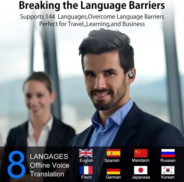 Alt view image 3 of 7 - AI Translation Earbuds Real Time, 3-in-1 Translator Earbuds 144 Languages Online Translation, Two-Way Translator Device with APP for iOS & Android