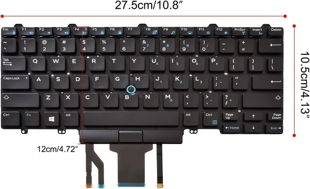 Alt view image 7 of 7 - Backlit Keyboard Replacement Compatible with Dell Education(Latitude ) E5450 E5470 E5480 E7450 P40G E7470 E7480,Latitude 14 5480 5488 5490 5491 7480 7490 with Pointer US Layout