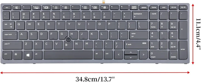 Alt view image 4 of 7 - Replacement Keyboard Compatible with New Replacement Keyboard for HP Zbook 15 G3 G4 Zbook 17 G3 G4 Backlit Pointer US 848311-001 PK131C31A00