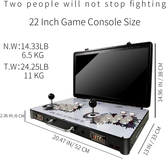 Alt view image 4 of 6 - Portable 20000 in 1 Metal Box 3D Arcade Game Console, 22 inch Screen Retro Electronic Game Console, with Search/Hide/Save/Load/Pause Functions