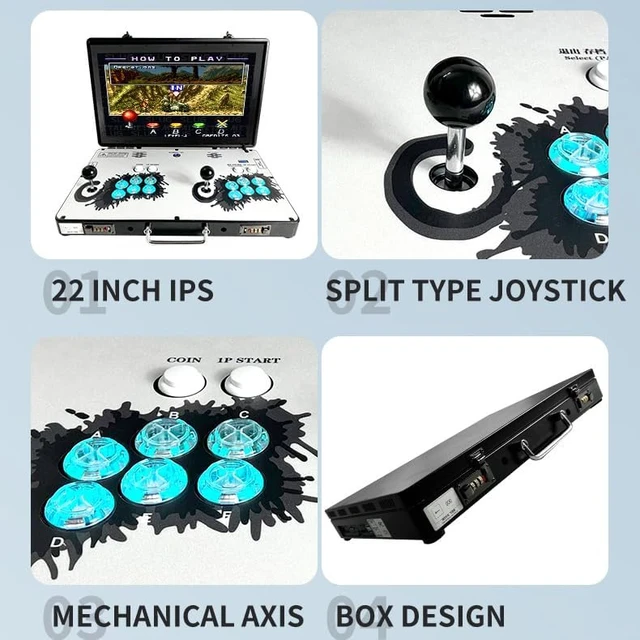 Alt view image 2 of 6 - Portable 20000 in 1 Metal Box 3D Arcade Game Console, 22 inch Screen Retro Electronic Game Console, with Search/Hide/Save/Load/Pause Functions