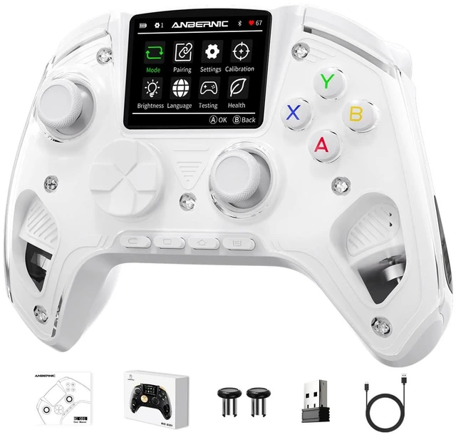 Main image of RG G01 Interactive Screen Wireless Gaming Controller Compatible with PC/Steam/Linux/Android/Switch/IOS 2.4G Wireless Bluetooth Controller Gamepad Hall Effect Triggers(White)