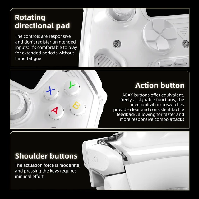 Alt view image 6 of 7 - RG G01 Interactive Screen Wireless Gaming Controller Compatible with PC/Steam/Linux/Android/Switch/IOS 2.4G Wireless Bluetooth Controller Gamepad Hall Effect Triggers(White)