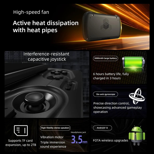 Alt view image 3 of 7 - RG Slide Retro Handheld Game Console , 4.7-inch LTPS in-Cell Screen Capacitive Joystick Android 13 System Support AI Assistant 5G WiFi Bluetooth 5.0 NO Game Card(Black)