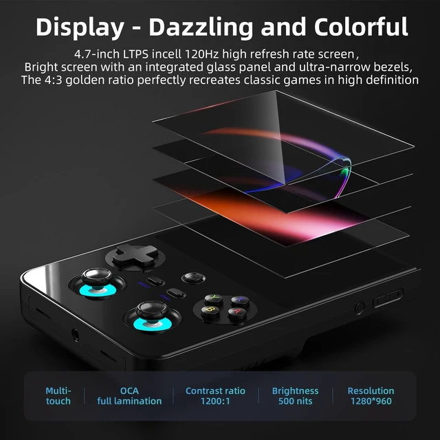 Alt view image 5 of 7 - RG477V Retro Handheld Game Console , 4.7 Inch Touch Screen Android 14 System Support WiFi 6E Bluetooth 5.3 Dimensity 8300 Processor 8+128GB(Black)