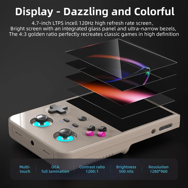 Alt view image 4 of 7 - RG477V Retro Handheld Game Console , 4.7 Inch Touch Screen Android 14 System Support WiFi 6E Bluetooth 5.3 Dimensity 8300 Processor 8+128GB(Gray)