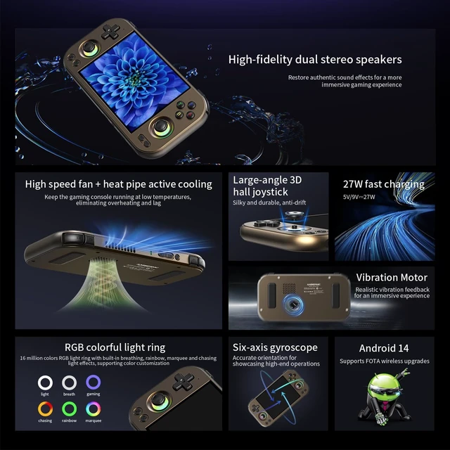 Alt view image 3 of 7 - RG477M Retro Handheld Game Console , 4.7 Inch Touch Screen Aluminum Alloy CNC Android 14 System Support WiFi 6E Bluetooth 5.3 Dimensity 8300 Processor 8+128GB(Chocolate Bronze)