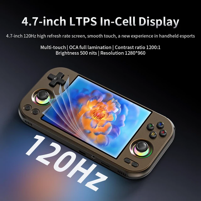 Alt view image 7 of 7 - RG477M Retro Handheld Game Console , 4.7 Inch Touch Screen Aluminum Alloy CNC Android 14 System Support WiFi 6E Bluetooth 5.3 Dimensity 8300 Processor 8+128GB(Chocolate Bronze)