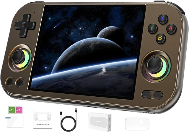 Main image of RG477M Retro Handheld Game Console , 4.7 Inch Touch Screen Aluminum Alloy CNC Android 14 System Support WiFi 6E Bluetooth 5.3 Dimensity 8300 Processor 8+128GB(Chocolate Bronze)