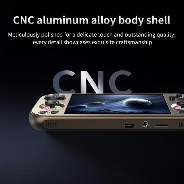 Alt view image 5 of 7 - RG477M Retro Handheld Game Console , 4.7 Inch Touch Screen Aluminum Alloy CNC Android 14 System Support WiFi 6E Bluetooth 5.3 Dimensity 8300 Processor 8+128GB(Chocolate Bronze)