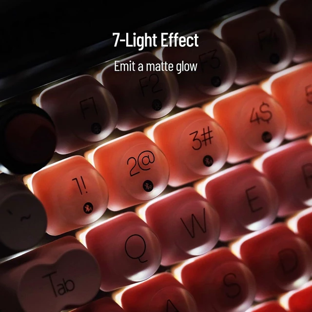 Alt view image 5 of 7 - Lipstick 84Keys Wireless Mechanical Keyboard, White Backlit Rechargeable Hot-swappable Keyboard with Gasket Design, 3 Types Connection for Windows, Mac OS/Black