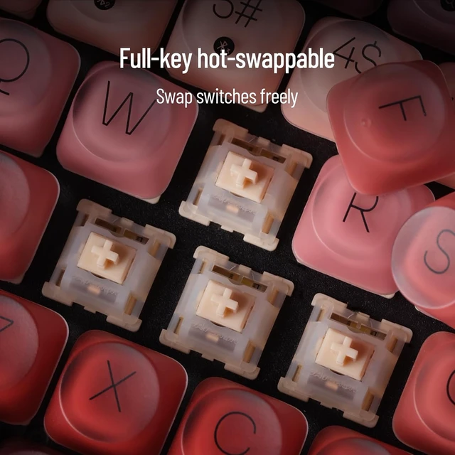 Alt view image 4 of 7 - Lipstick 84Keys Wireless Mechanical Keyboard, White Backlit Rechargeable Hot-swappable Keyboard with Gasket Design, 3 Types Connection for Windows, Mac OS/Black