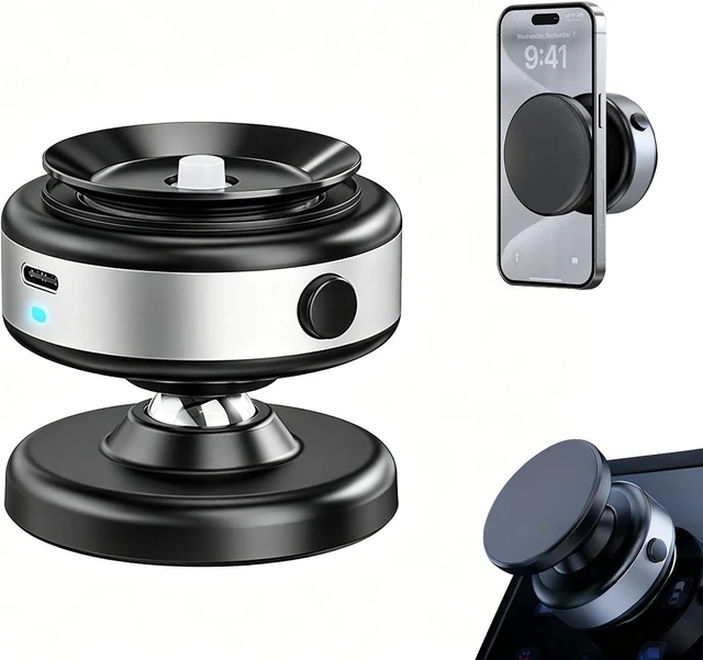 Main image of Electric Vacuum Magnetic Phone Holder for Car/Gym/Mirror/Marble Wall, Auto-Seal & Quick Release Suction Cup Phone Mount, 360° Adjustable for MagSafe Car Phone Mount for iPhone 18/17 Pro Max
