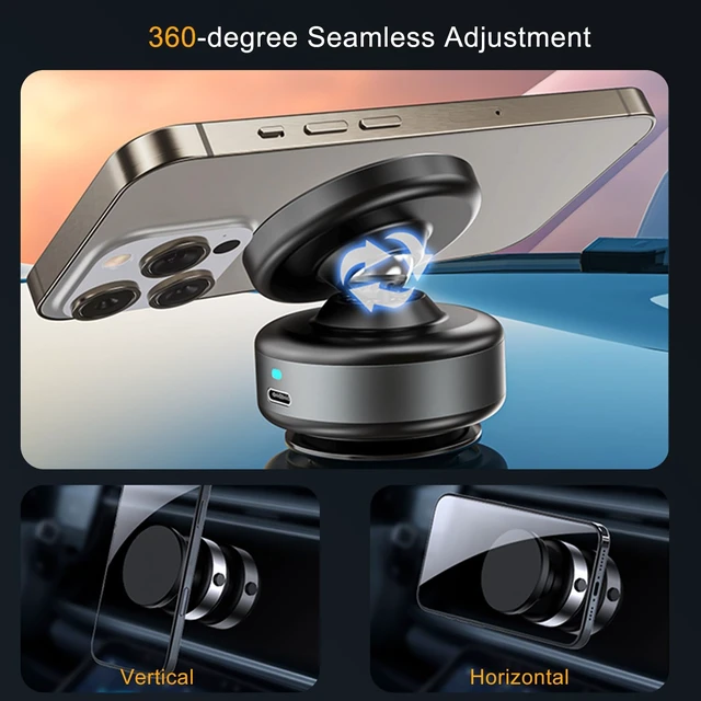 Alt view image 7 of 7 - Electric Vacuum Magnetic Phone Holder for Car/Gym/Mirror/Marble Wall, Auto-Seal & Quick Release Suction Cup Phone Mount, 360° Adjustable for MagSafe Car Phone Mount for iPhone 18/17 Pro Max