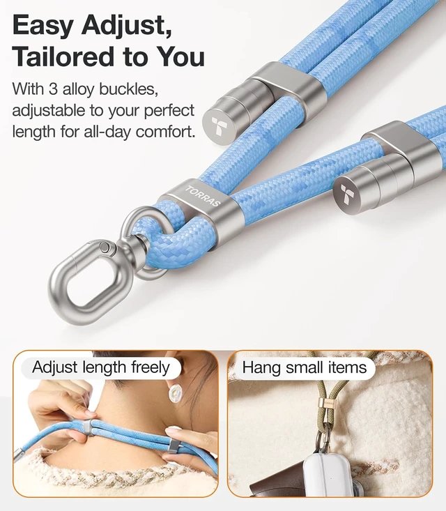 Alt view image 2 of 6 - Phone Lanyard Crossbody, Adjustable Neck Strap, Deep Purple
2 Tether Tabs, Metal Buckles, Anti-Theft, All-Day Comfort, Hands-Free, Universal, Fits iPhone, Samsung, Travel Essentials Blue