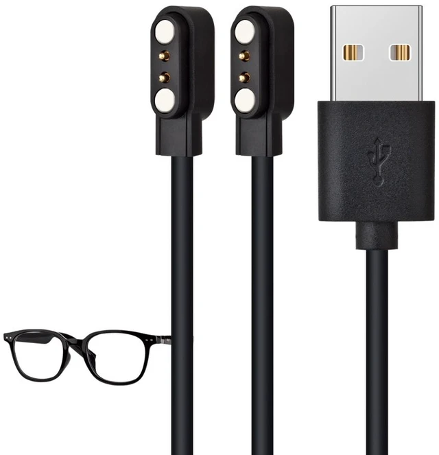 Alt view image 2 of 5 - Magnetic Charging Cable for Smart Glasses 3-Pack, 2.5mm Magnetic Tip AI Glasses Charger Cord, USB-A to Magnetic Fast Charge Cable, L-Shaped Connector, CE Certified