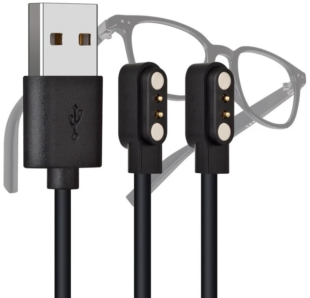 Main image of Magnetic Charging Cable for Smart Glasses 3-Pack, 2.5mm Magnetic Tip AI Glasses Charger Cord, USB-A to Magnetic Fast Charge Cable, L-Shaped Connector, CE Certified