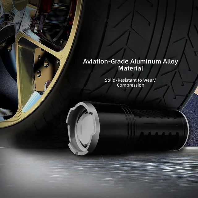 Alt view image 2 of 6 - 30W LED High-Power Flashlight, Aluminum Alloy Body, Built-in 3x 18650 Batteries (6000mAh), USB-C Rechargeable, IP55 Waterproof, Telescopic Zoom Focus, for Camping & Outdoor
