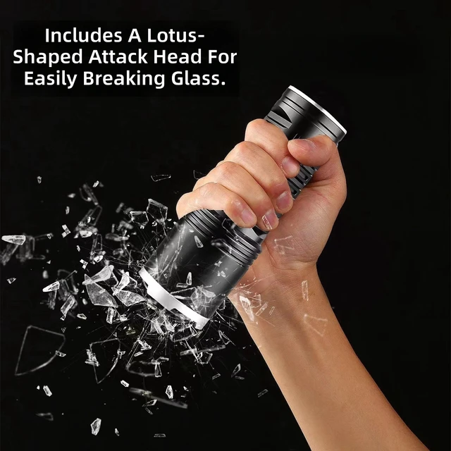 Alt view image 5 of 6 - 30W LED High-Power Flashlight, Aluminum Alloy Body, Built-in 3x 18650 Batteries (6000mAh), USB-C Rechargeable, IP55 Waterproof, Telescopic Zoom Focus, for Camping & Outdoor