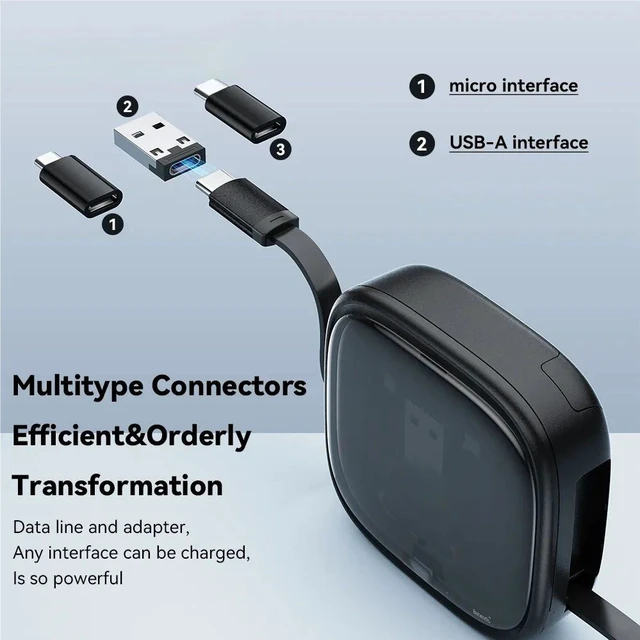Alt view image 5 of 6 - The end of "which cable did I forget?" This compact storage box gathers everything you need to stay charged in one place: a built-in retractable cable plus a set of interchangeable adapters, all organ