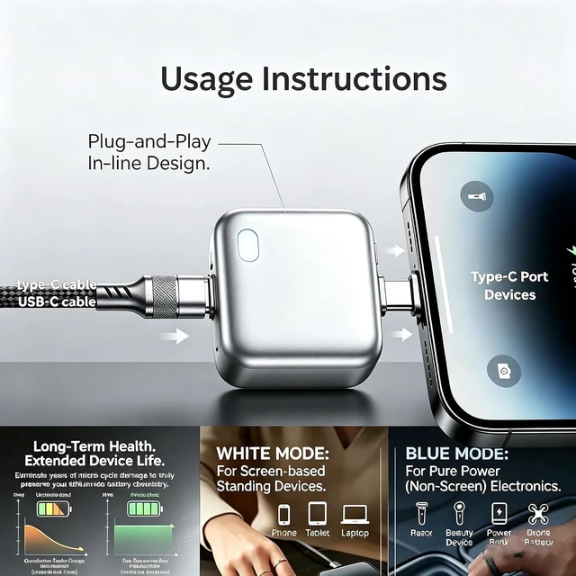 Alt view image 5 of 7 - 140W Smart Auto Stop Charging Adapter, USB-C Fast Charger with Physical Cut-Off, Automatic Power-Off Timer for Phone, Tablet & All USB Devices, Prevents Overcharging, Extends Battery Life