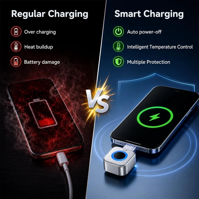 Alt view image 2 of 7 - Smart Auto Stop Charging Adapter, 140W Auto Shut Off Phone Charger, Plug and Play for Laptop, Pad, iPhone, Tablet Overnight Safe, Prevent Battery Aging (1Pcs)