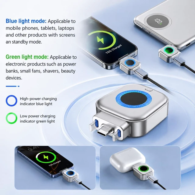 Alt view image 5 of 7 - Smart Auto Stop Charging Adapter, 140W Auto Shut Off Phone Charger, Plug and Play for Laptop, Pad, iPhone, Tablet Overnight Safe, Prevent Battery Aging (1Pcs)