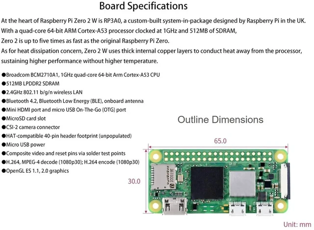 Alt view image 4 of 6 - Pi Zero 2 WH-Pi Zero 2 W with Color Pre Soldered Header, 1GHz Quad-Core Arm Cortex-A53 CPU, WiFi & Bluetooth 4.2 BLE, Five Times Faster