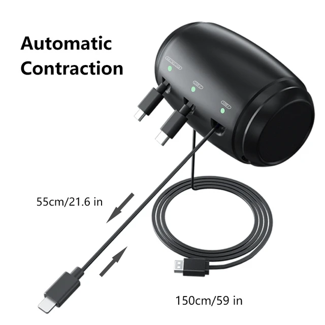 Alt view image 3 of 3 - Backseat 3-in-1 Car Charging Station Box, Headrest Mount Charger with 3 Built-in Charging Cables & LED Indicators, Compatible with All Phones, for Car, Taxi & Rideshare Backseat Passengers