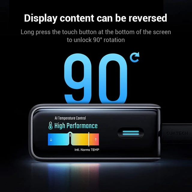 Alt view image 4 of 6 - CUKTECH 10 Super Charger Ultra GaN 120W Fast Charger, 100W Max Single Port, 3x USB-C + 1x USB-A, Color Display with Real-Time Per-Port Power Readout, for Laptop, Tablet & Phone