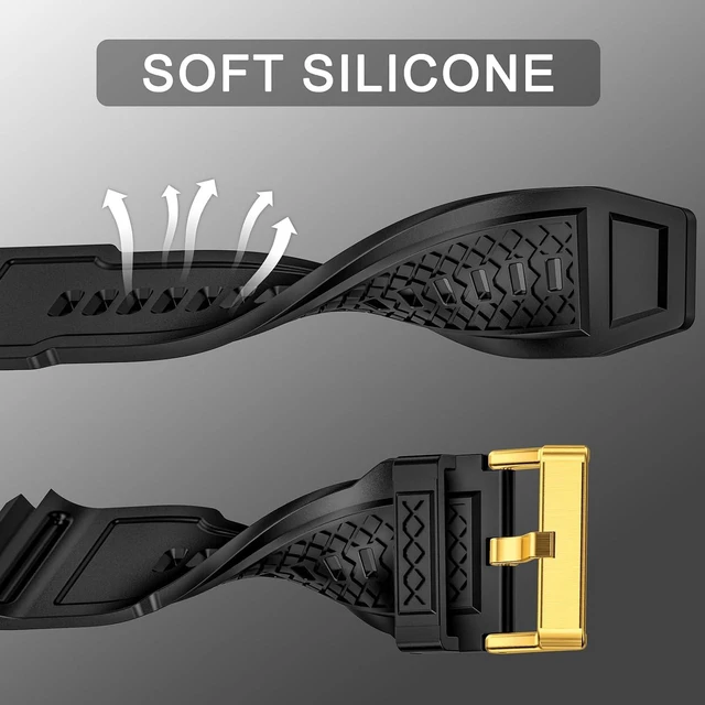 Alt view image 4 of 7 - SUPLINK for Apple Watch Ultra 2 Bands/4/1/Apple Ultra Watch 3 Bands for Men
Silicone Band with Stainless Steel Rugged Case Protective Bumper for iWatch Bands Men, Gold