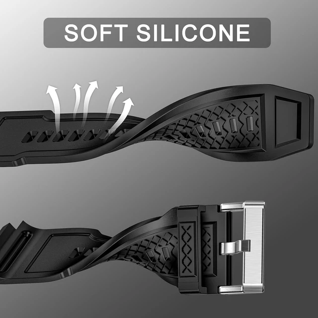 Alt view image 7 of 7 - SUPLINK for Apple Watch Ultra 2 Bands/4/1/Apple Ultra Watch 3 Bands for Men
Silicone Band with Stainless Steel Rugged Case Protective Bumper for iWatch Bands Men, Gold Silver/Gold-49
