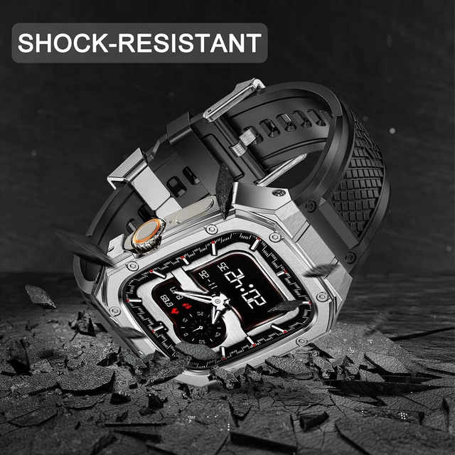 Alt view image 6 of 7 - SUPLINK for Apple Watch Ultra 2 Bands/4/1/Apple Ultra Watch 3 Bands for Men
Silicone Band with Stainless Steel Rugged Case Protective Bumper for iWatch Bands Men, Gold Silver-49