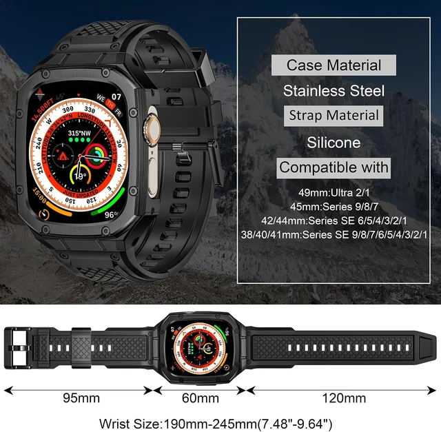 Alt view image 4 of 7 - SUPLINK for Apple Watch Ultra 2 Bands/4/1/Apple Ultra Watch 3 Bands for Men
Silicone Band with Stainless Steel Rugged Case Protective Bumper for iWatch Bands Men, Gold Black-49
