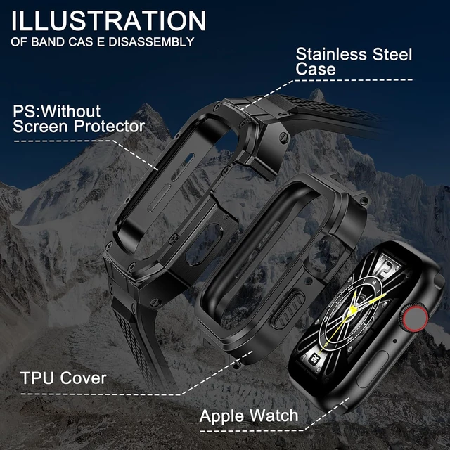 Alt view image 6 of 7 - SUPLINK for Apple Watch Ultra 2 Bands/4/1/Apple Ultra Watch 3 Bands for Men
Silicone Band with Stainless Steel Rugged Case Protective Bumper for iWatch Bands Men, Gold Black-49