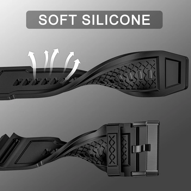 Alt view image 7 of 7 - SUPLINK for Apple Watch Ultra 2 Bands/4/1/Apple Ultra Watch 3 Bands for Men
Silicone Band with Stainless Steel Rugged Case Protective Bumper for iWatch Bands Men, Gold Black-49
