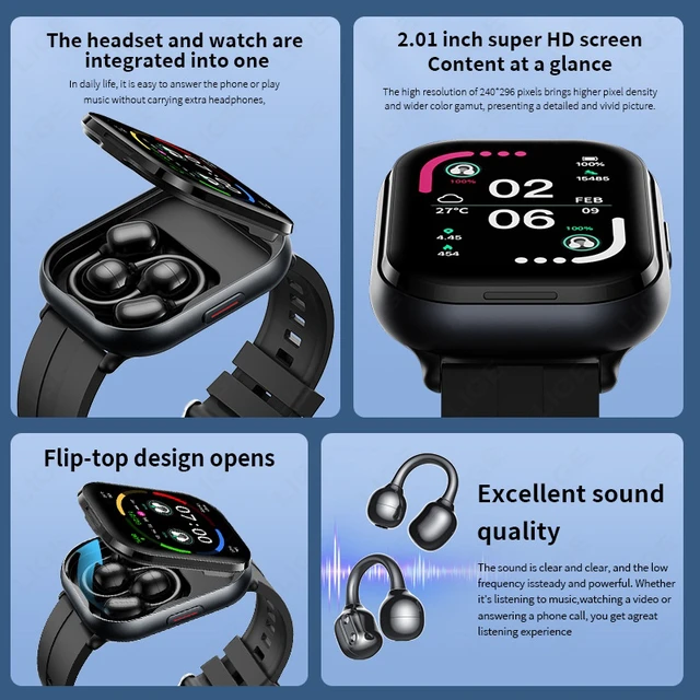 Alt view image 4 of 5 - D12 Smart Watch, 2.01" HD Square Screen, Bluetooth Calling, Heart Rate Blood Oxygen & Sleep Monitoring, Multiple Sports Modes, Weather Display, Step & Calorie Tracking, for iOS & Android