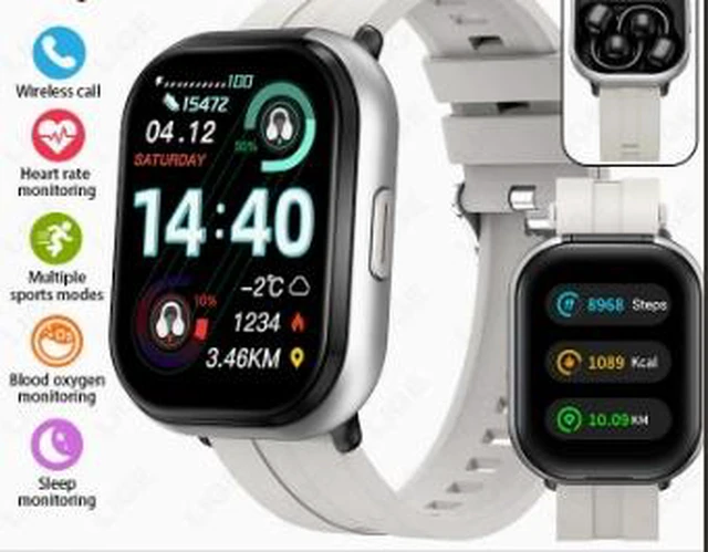 Main image of D12 Smart Watch, 2.01" HD Square Screen, Bluetooth Calling, Heart Rate Blood Oxygen & Sleep Monitoring, Multiple Sports Modes, Weather Display, Step & Calorie Tracking, for iOS & Android WHITE
